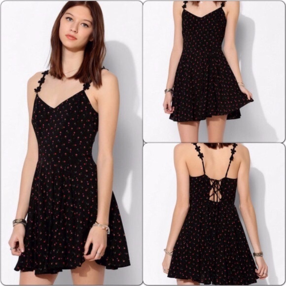 Urban Outfitters Dresses & Skirts - UO Kimchi Blue Black Red Floral Skater Dress NWOT
